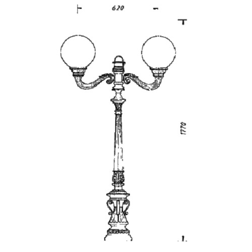 Historic ball luminaire 1730-2 drawing