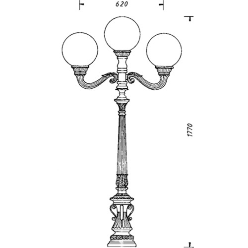 Historic ball luminaire 1730-3 drawing